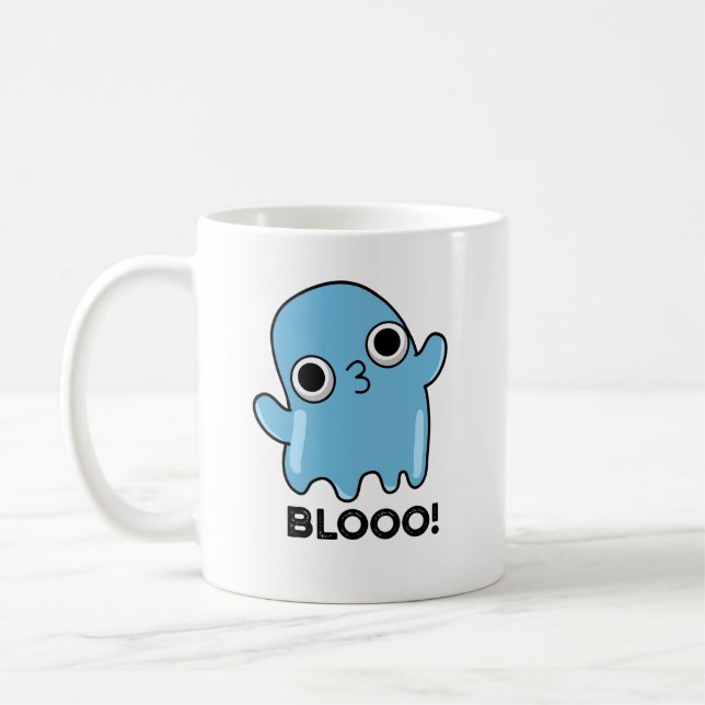Taza De Café Blooo divertida Blue Ghost Pun (Izquierda)