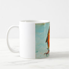 Taza De Café ¡BloOrp! El petirrojo rojo inglés en fondo azul