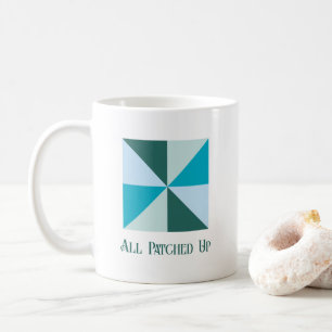 Taza De Café Bloque de colcha de molinete de 4 colores con líne