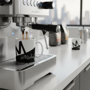 Taza De Café bloque de color blanco y negro monocromático