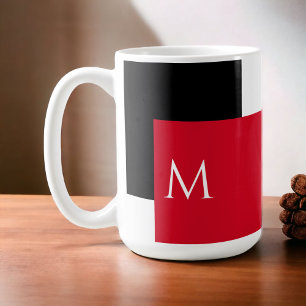 Taza De Café Bloque de color mínimo simple con monograma inicia