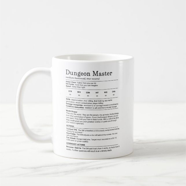 Taza De Café Bloque de estadísticas del Dungeon Master (Izquierda)