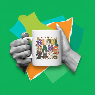 Taza De Café Bloque de letras de la pandilla de ghouls