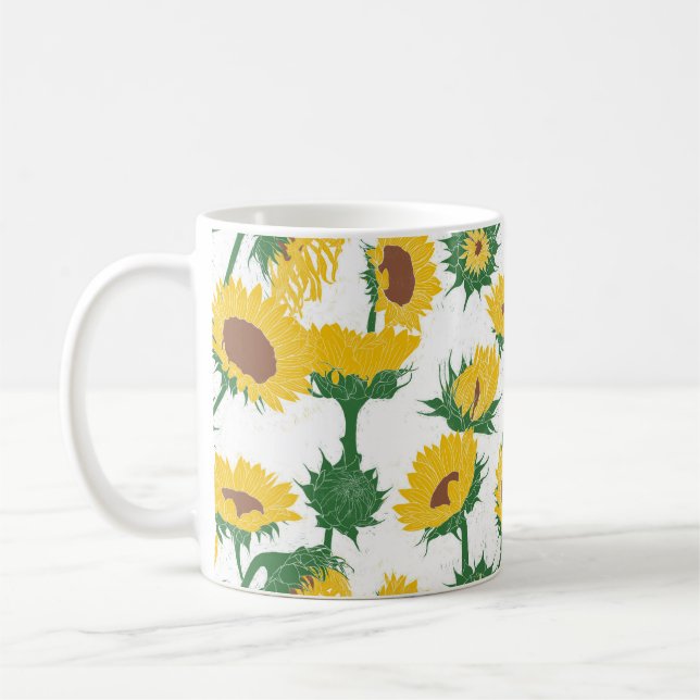 Taza De Café Bloque de madera Imprimir amarillo girasol (Izquierda)