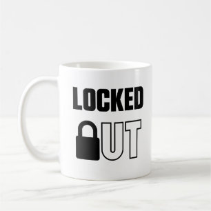 Taza De Café BLOQUEADO — Arte textual minimalista de alto contr