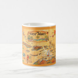 Taza De Café Bloqueo de mapas de las Indias Occidentales del Ca