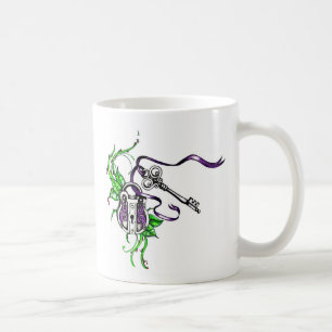 Taza De Café Bloqueo violeta y diseño de clave