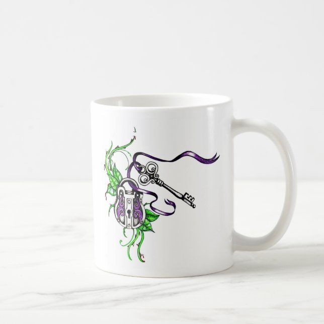 Taza De Café Bloqueo violeta y diseño de clave (Derecha)
