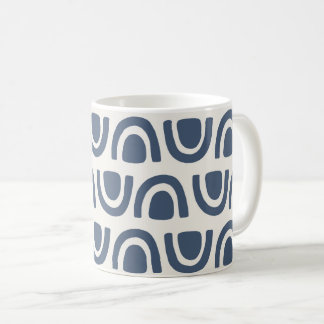 Taza De Café Bloques de Arco Orgánico Modernos Patrón Crema Azu