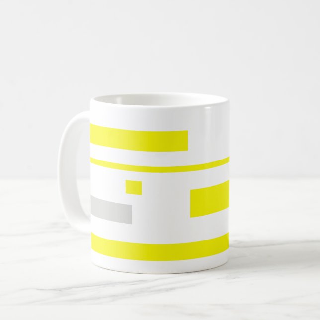 Taza De Café Bloques de gris amarillo abstran arte (Anverso izquierdo)