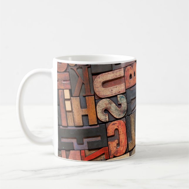 Taza De Café bloques de impresión de letras antiguos con un pat (Izquierda)