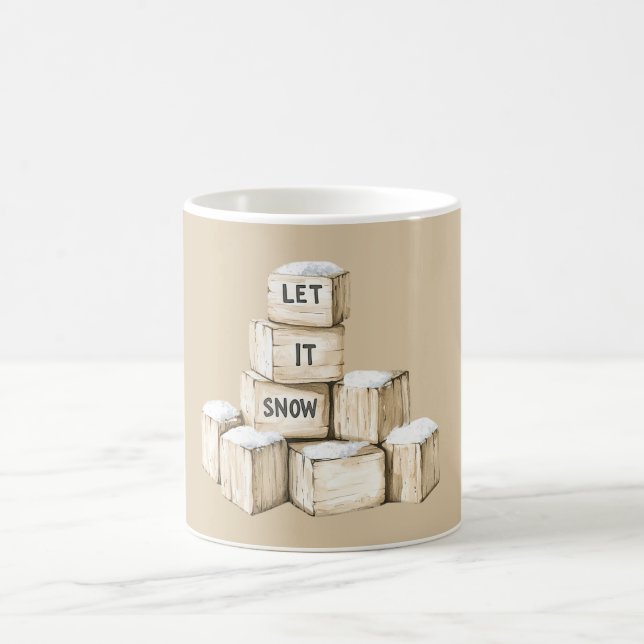 Taza De Café Bloques de Navidad Deja que Nieve (Centro)
