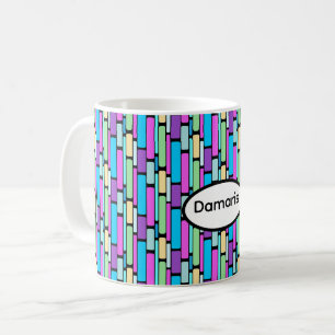 Taza De Café Bloques Retro de Colores Brillantes