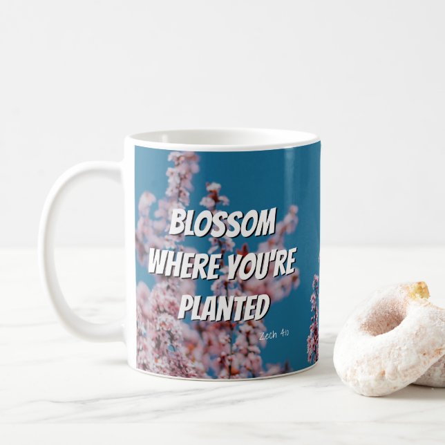 Taza De Café BLOSSOM DONDE ESTÁS Inspirador Personalizado (Con donut)