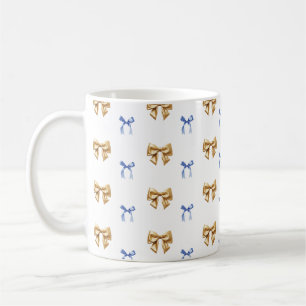 Taza De Café Blue and Gold Coquette Bow