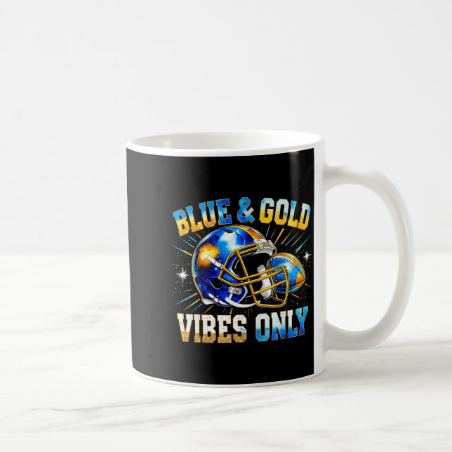 Taza De Café Blue And Gold Vibes Only Football Fan Gift  (Derecha)