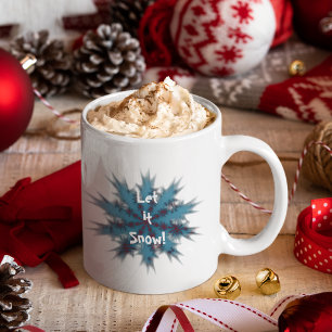 Taza De Café Blue and Red Snowflake Deja que la nieve