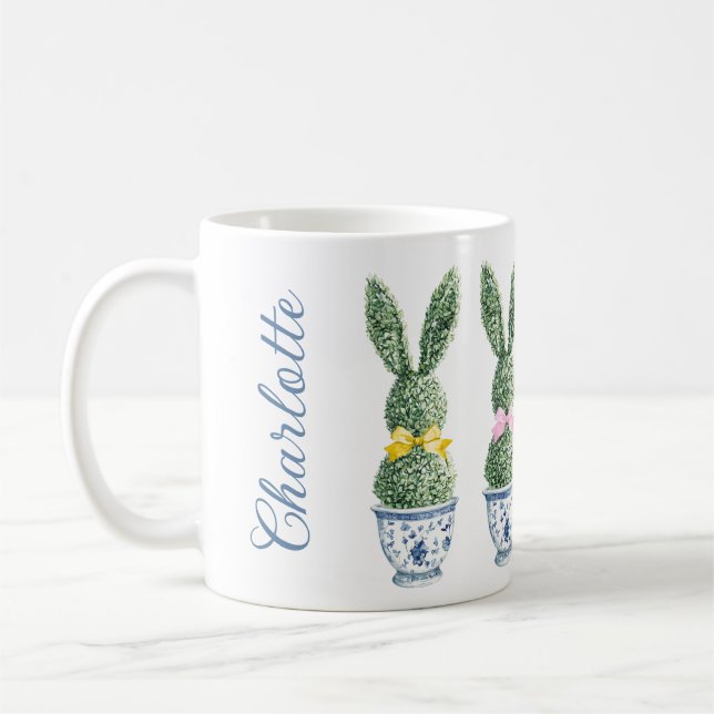 Taza De Café Blue and White Chinoiserie With Rabbit Topiary (Izquierda)