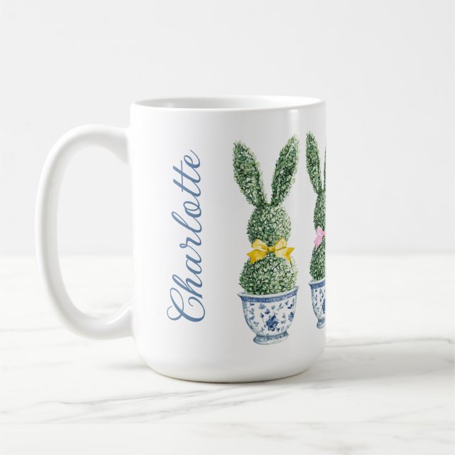 Taza De Café Blue and White Chinoiserie With Rabbit Topiary (Izquierda)