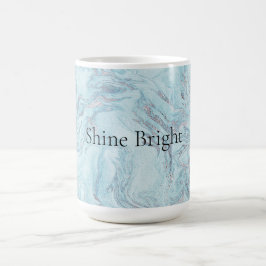 Taza De Café Blue Aqua Silver Marble Swirls