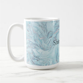 Taza De Café Blue Aqua Silver Marble Swirls