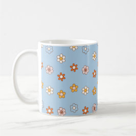 Taza De Café Blue background with mixed colour flowers
