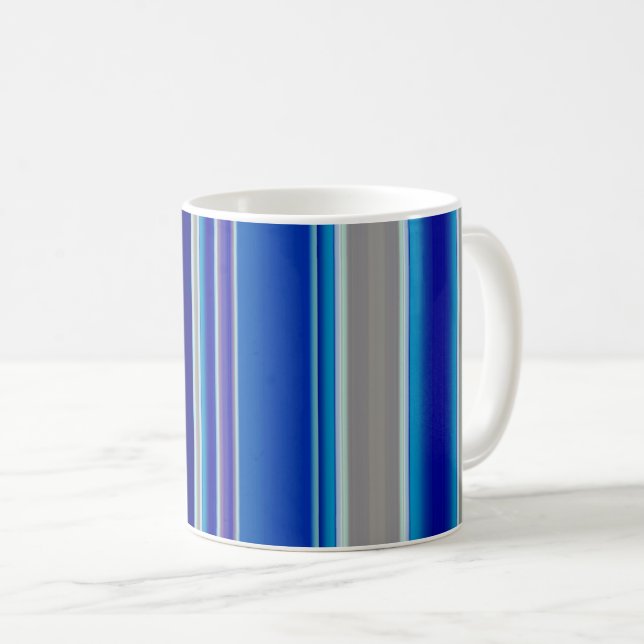 Taza De Café Blue Beige and Lavender Stripes (Anverso derecho)