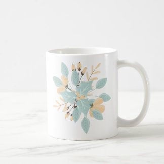 Taza De Café Blue Beige Pastel Winter Botanical Illustration