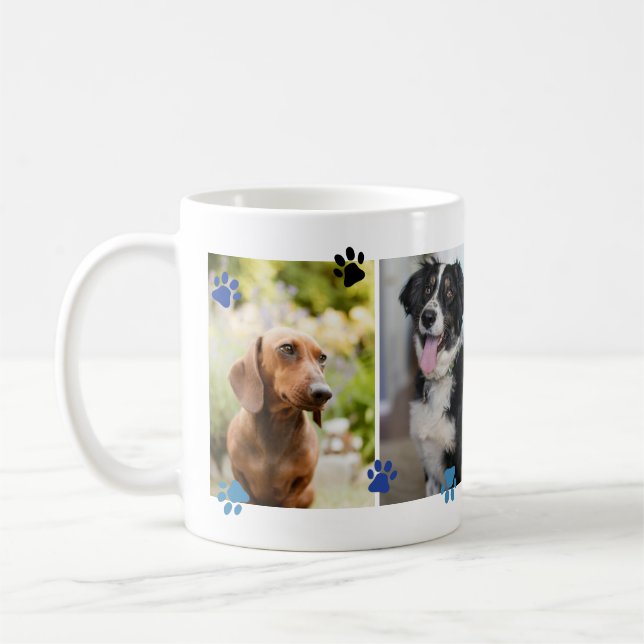 Taza De Café Blue Black Cute Paw imprime cuatro fotos Mascotas (Izquierda)