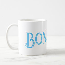 Taza De Café Blue Bonjour White Coffee Mug
