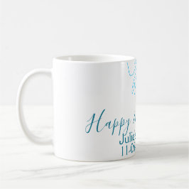 Taza De Café Blue bow happy 21ᵉʳ cumpleaños date