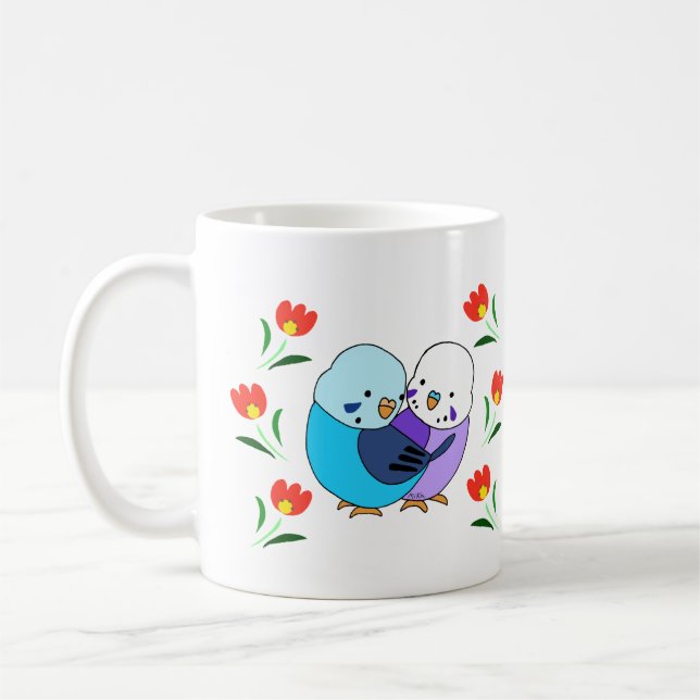Taza De Café Blue Budgie Parakeet Cute Aves Amigo  (Izquierda)