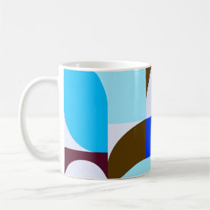 Taza De Café Blue Burgundy Aqua Geometric Composition