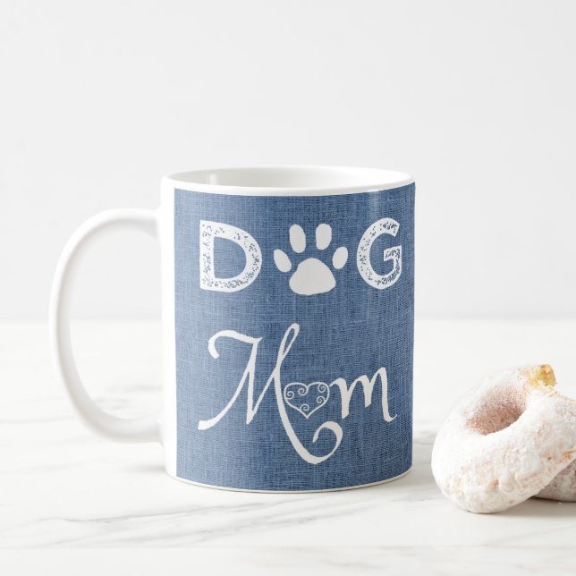 Taza De Café Blue Burlap Dog Mom Coffee Mug (Con donut)