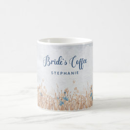 Taza De Café Blue Cornflowers & Wheat Field Bride's Mug