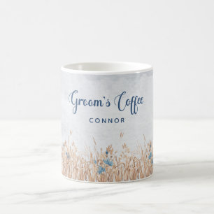 Taza De Café Blue Cornflowers & Wheat Field Groom's Mug