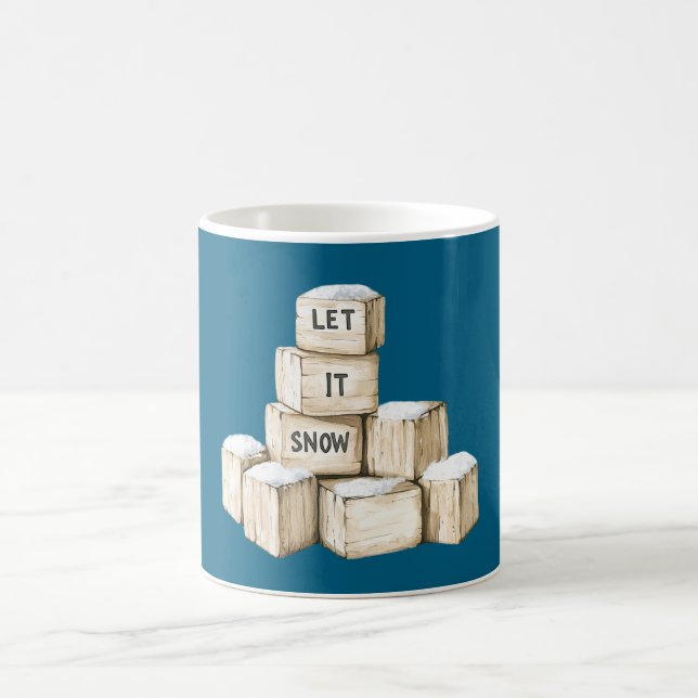 Taza De Café Blue Cream Blocks Deja que nieve (Centro)