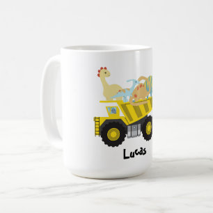 Taza De Café Blue Cute divertido regalo de tractor de dinosauri