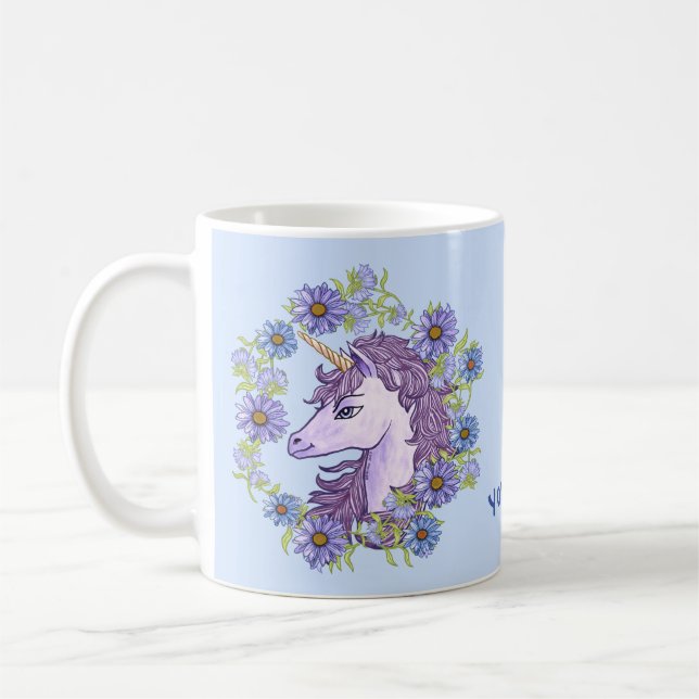 Taza De Café Blue Daisies Unicorn (Izquierda)