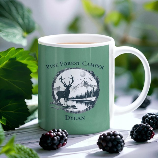 Taza De Café Blue Deer Woods & Mountains Personalizado Texto y  (Subido por el creador)