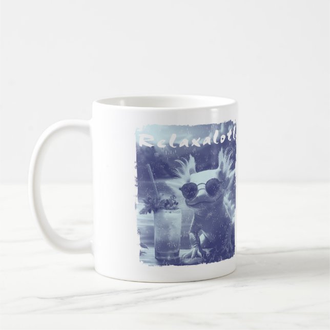 Taza De Café Blue Distressed Relaxalotl Axolotl (Izquierda)