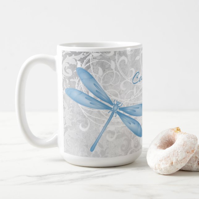 Taza De Café Blue Dragonfly Personalizado Coffee Mug (Con donut)