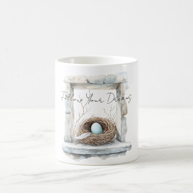 Taza De Café Blue Egg Bird Nest Feather (Centro)
