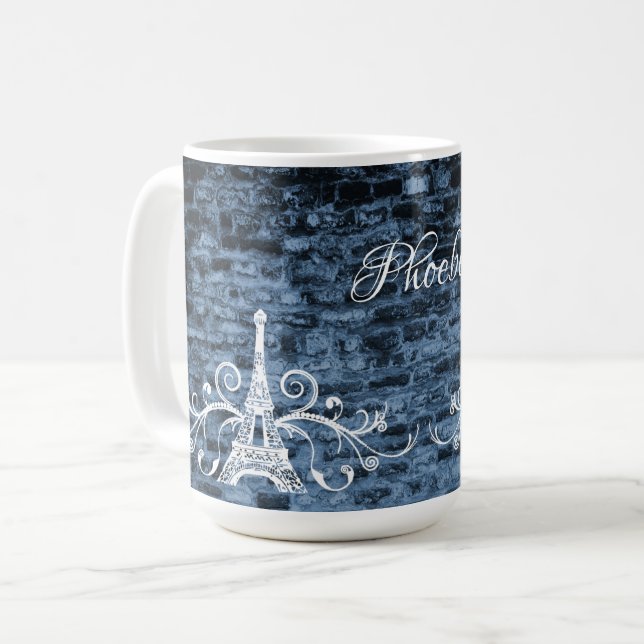 Taza De Café Blue Eiffel Tower Grunge Coffee Mug (Anverso izquierdo)