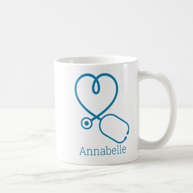 Taza De Café Blue ER Enfermero Auxiliar Médico Amor Personaliza (Derecha)