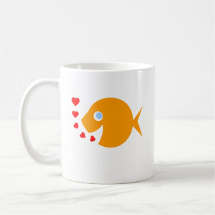 Taza De Café Blue Eyes Goldfish Día de San Valentín Cute