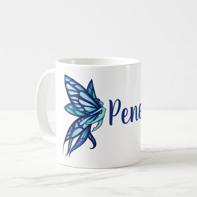 Taza De Café Blue Fairy Wings Faeries Art (Anverso izquierdo)