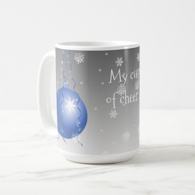 Taza De Café Blue Fancy Christmas Ornament Coffee Mug (Anverso izquierdo)