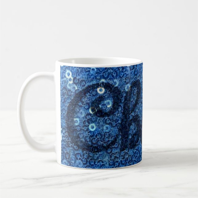 Taza De Café Blue Faux Sequins alienta la celebración del café  (Izquierda)