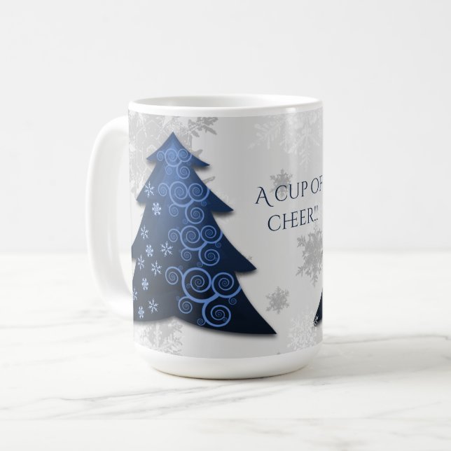 Taza De Café Blue Festive Christmas Tree Coffee Mug (Anverso izquierdo)